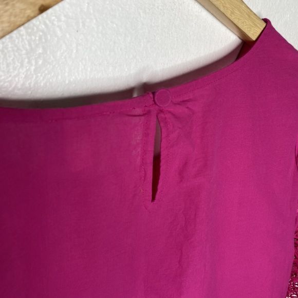 Chicos Hot Pink 3/4 Sleeve Cutwork Popover Blouse Size 1 (US size 8/10) - Picture 8 of 10